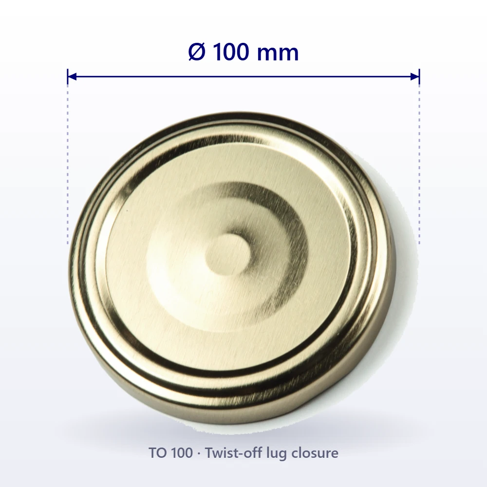 Twist-off lug cap, 100 mm diameter