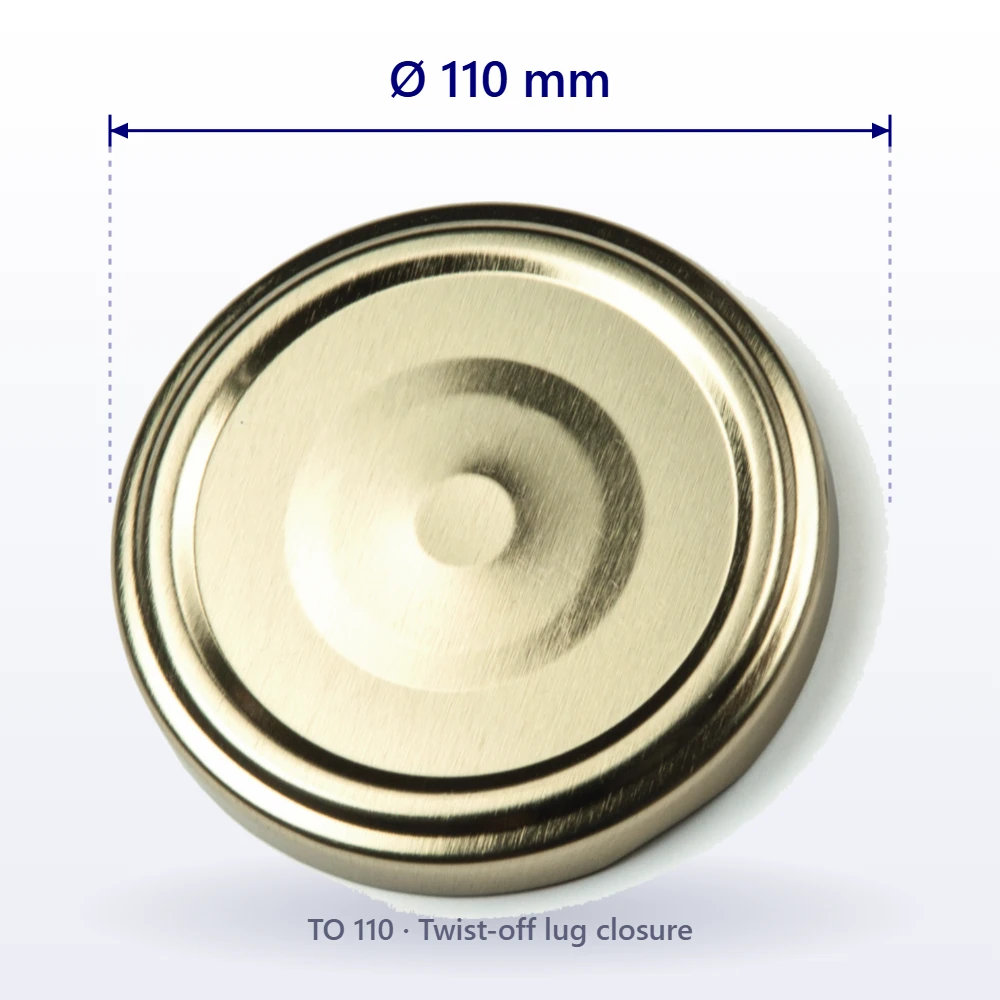 Twist-off lug cap, 110 mm diameter