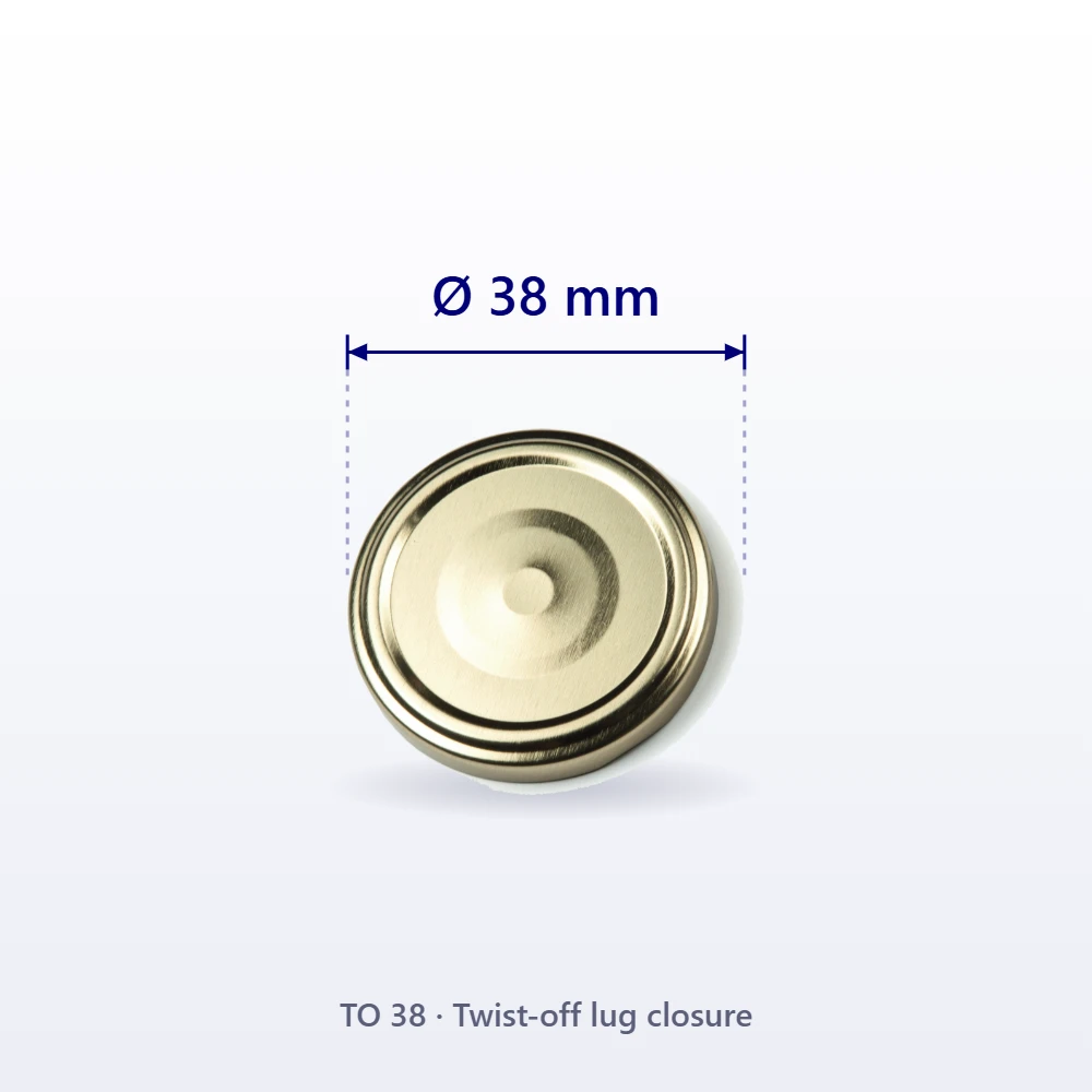 Twist-off lug cap, 38 mm diameter