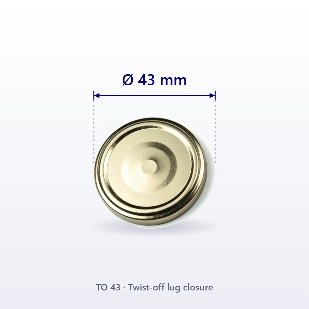Twist-off lug cap, 43 mm diameter