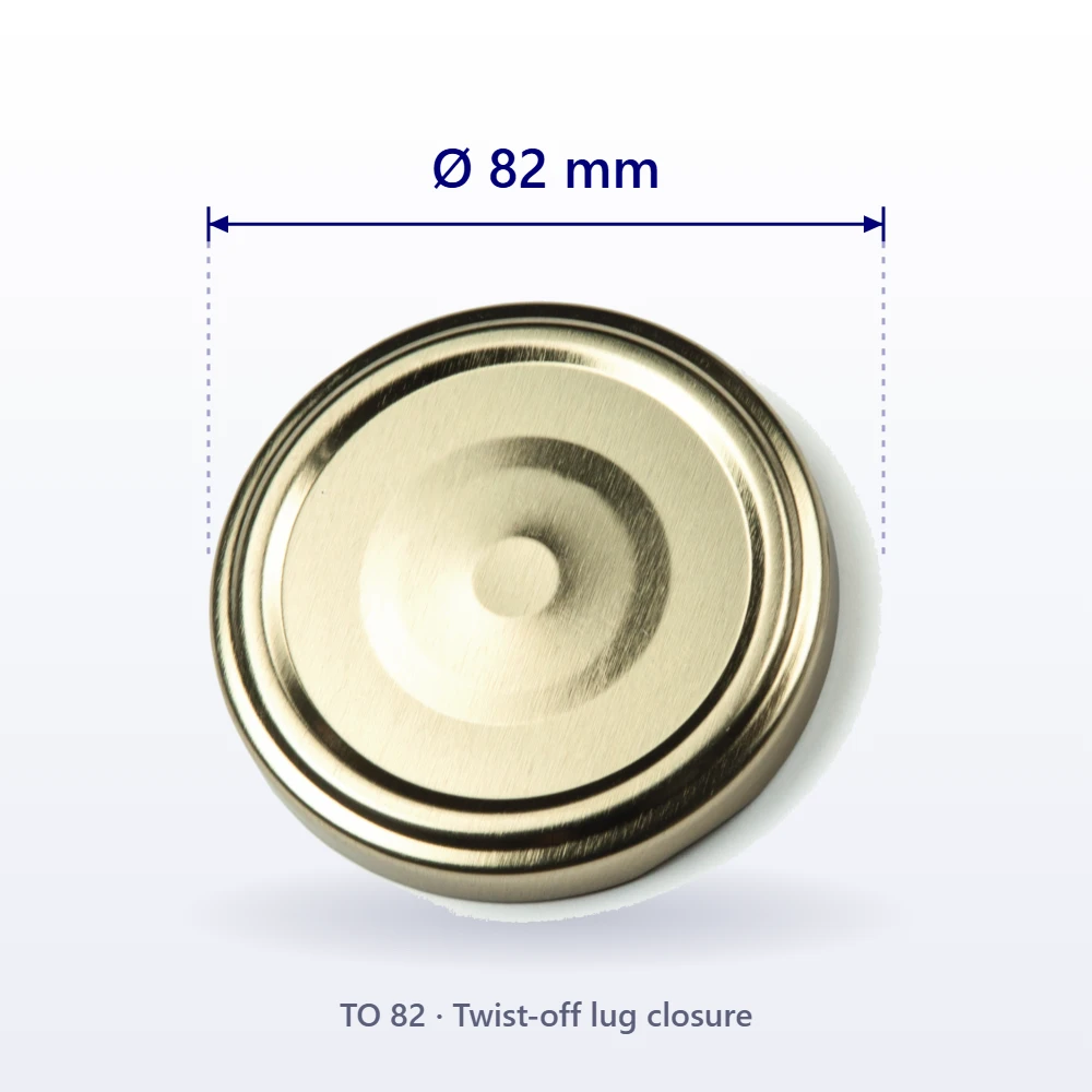 Twist-off lug cap, 82 mm diameter