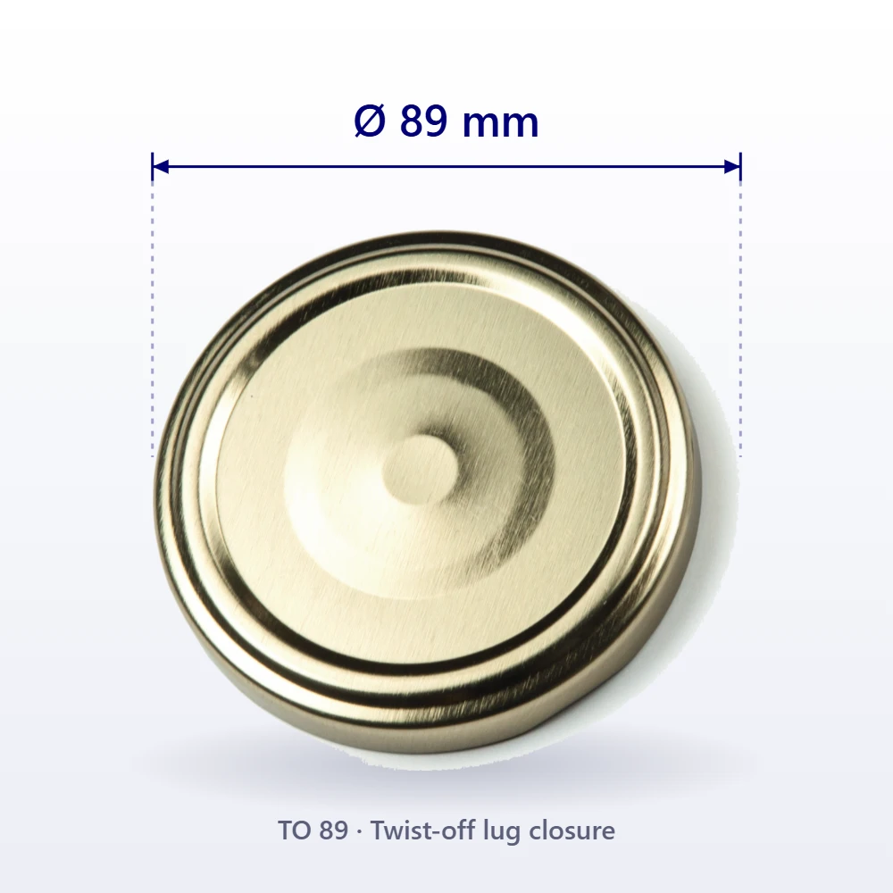 Twist-off lug cap, 89 mm diameter
